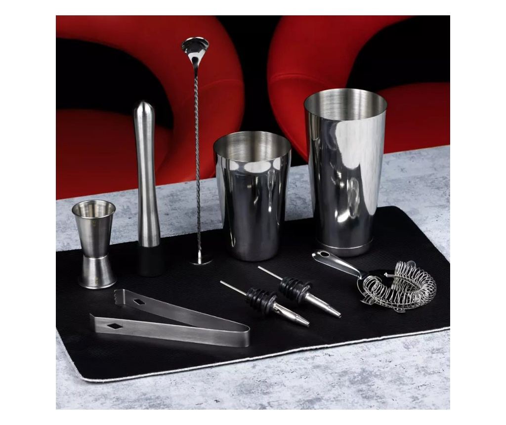 Set solnițe și accesorii cocktail Kinghoff KH 1708, 9 buc, 600/750 ml, Inox - 3