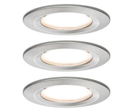 Kopalniška vgradna svetilka 3-delni komplet LED 19,5 W IP44 Paulmann Nova nerjaveče jeklo (mat)