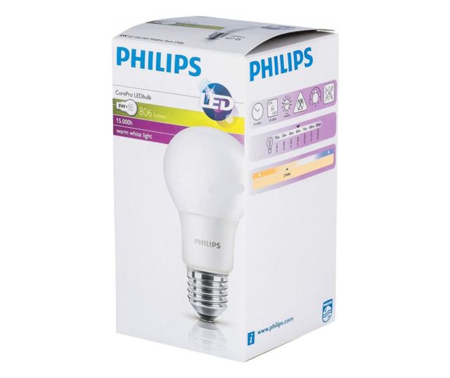 Крушка LED Philips CorePro, E27, 5.5W (40W), 470 лумена, Топла светлина