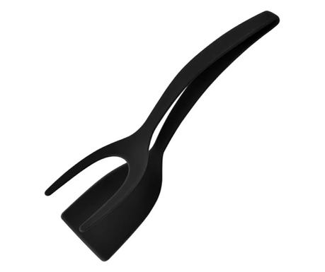 Spatula Multifunctionala tip Cleste pentru gatit, rezistenta la caldura, 30 cm lungime,Gonga® Negru