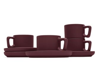 Set 4 cani cu farfurii Leonardo Berlinger Haus BH 10017, visiniu