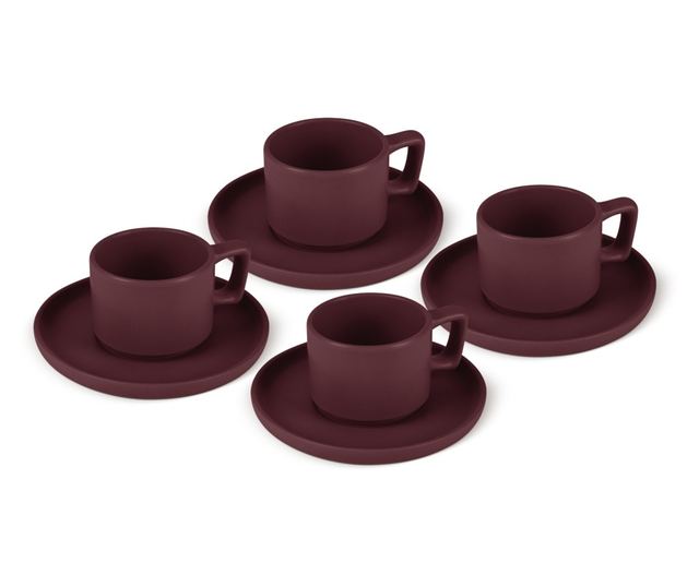Set 4 cani cu farfurii Leonardo Berlinger Haus BH 10017, visiniu