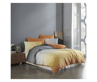 Lenjerie de pat dublu, Majoli Bahar Home Collection, 100% bumbac ranforce, 144 TC, 4 piese, Brezee Yellow
