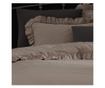 Lenjerie de pat cu volanase, Majoli Bahar Home Collection, 100% bumbac yarn dyed, 144 TC, 4 piese, Milagros Mink
