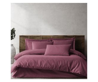 Lenjerie de pat dublu, Majoli Bahar Class Home Collection, 100% bumbac satin, 210TC, 4 piese, Modest Plume