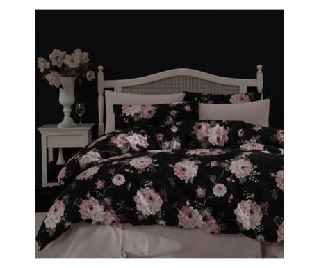 Kétszemélyes ágynemű, Majoli Bahar Home Collection, 100% ranforce pamut, 144 TC, 4 darab, Napae