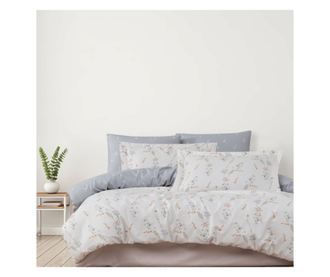 Lenjerie de pat dublu, Majoli Bahar Class Home Collection, 100% bumbac satin, 210TC, 6 piese, Perimelis