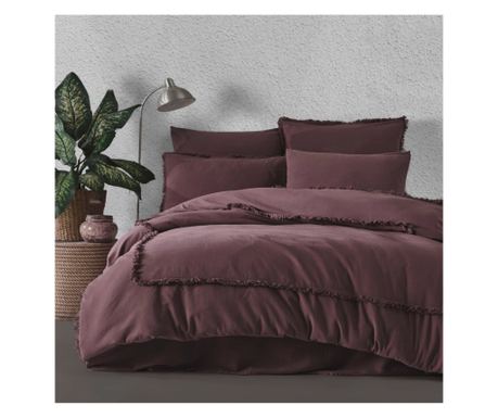 Kétszemélyes ágynemű, Majoli Bahar Home Collection, 100% fonott festett pamut, 165 gsm, 6 darab, Maddox Dark Charm
