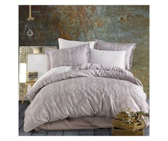 Lenjerie de pat dublu, Majoli Bahar Class Home Collection, 100% bumbac satin, 210TC, 6 piese, Maro, Jacgurard Brown