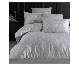 Lenjerie de pat dublu, Majoli Bahar Class Home Collection, 100% bumbac satin, 210TC, 6 piese, Gri, Elegance Grey