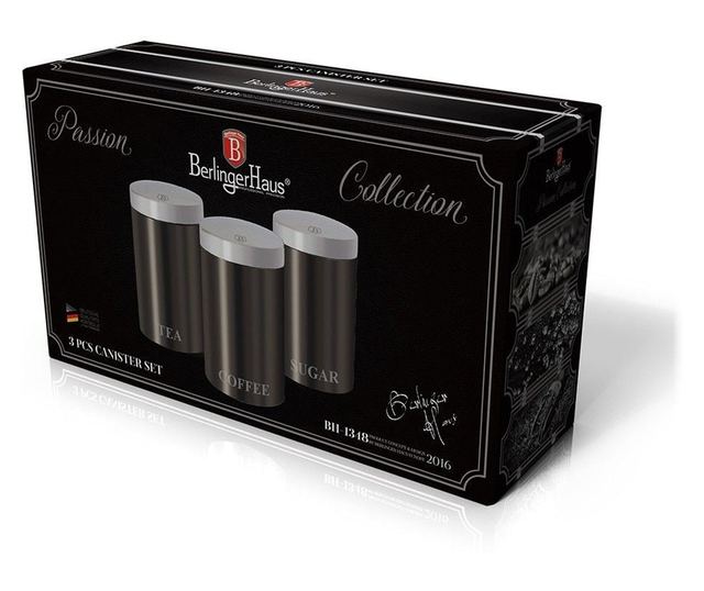 Set 3 recipiente pentru bucatarie Carbon Metalic Line Berlinger Haus BH 1348
