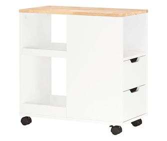 SoBuy Asztal Szekrény Álló nyomtatóállvány Polc Kerekeken FBT130-WN