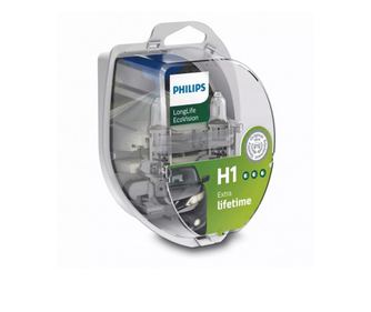 Set 2 becuri auto H1 Philips LongLife EcoVision 12V , 55W