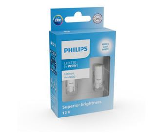Set 2 leduri auto Alb W5W Philips Ultinon Pro7000 SL 6000K semnalizare