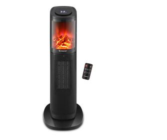 Керамичен отоплител Beper P203TER011, 2000W, LED дисплей, 3D Огнен ефект, Таймер до 8 часа, Черен