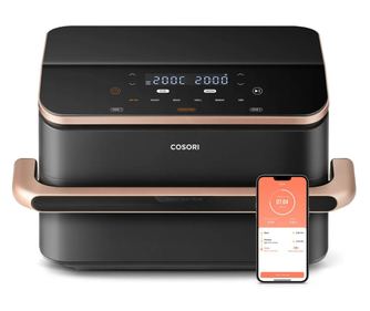 Двоен фритюрник с горещ въздух Cosori Dual Blaze TwinFry CAF-TF101S, 10 л, 6 програми, 35-240 C, Таймер, ThermoIQ, Синхронизиран