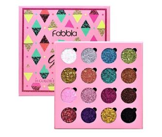 Paleta 16 senčil z bleščicami, Fabbla, Party Glitter Palette