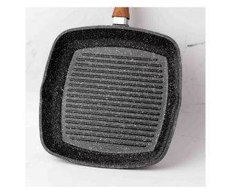 Грил тиган с капак Goldmann GM-0928L, 28x4.5 см, Мраморно покритие, Индукция, Черен
