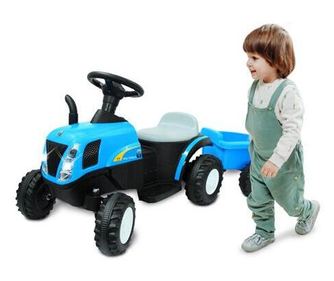 Tractor electric cu remorca Jamara New Holland, 6V, Albastru / Negru