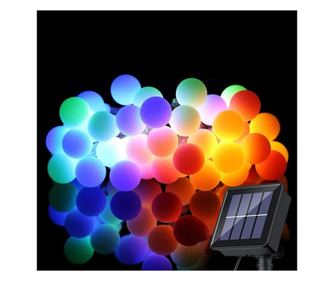 Instalatie Craciun Solara MRG M1148, Multicolor, 6.9 Metri, Decorativa Globuri, Pentru Exterior, Panou Solar Inclus, Pentru Grad