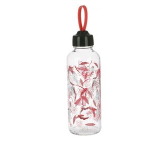 Μπουκάλι νερού Excellent Houseware, γυαλί, 6.5x21 εκ., 450 ml, κόκκινο