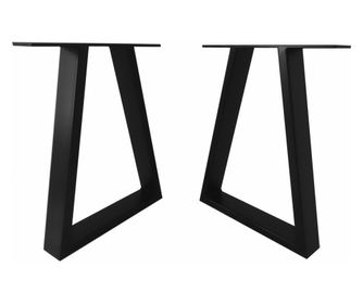 Set 2 Picioare Masa Metal, Stil Scandinav Trapez, Profil Lat, Vopsire in camp electrostatic, Finisaje Premium, Negru
