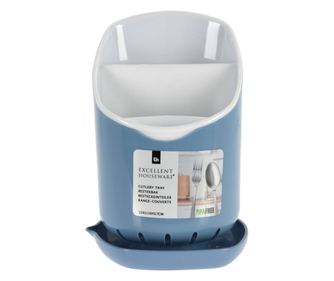 Поставка за прибори с табла Excellent Houseware, пластмасова, 12x11 см, синя