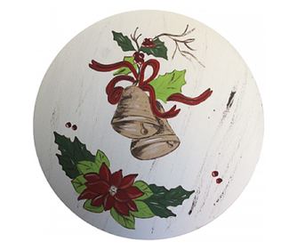 Platou rotativ cu decor de iarna, multicolor,din lemn, diametru 35 cm