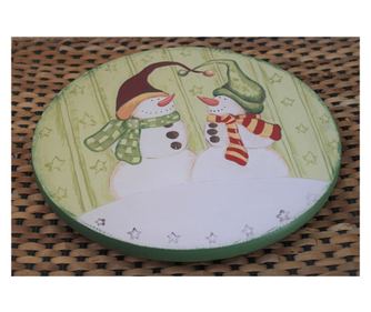 Platou rotativ cu Oameni de Zapada, multicolor,din lemn, diametru 30 cm