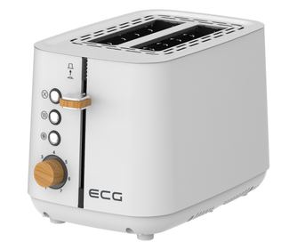 Prajitor de paine ECG ST 2768 Timber White, 925 W, 2 felii, 7 trepte, otel inoxidabil, elemente din lemn, alb