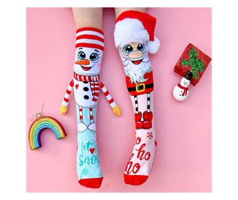 Șosete lungi colorate Madmia unisex fantasy Santa and Snowman 6-99 ani