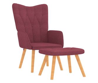 Sedež za sprostitev s taburejem, vinorodno rdeč, tekstil