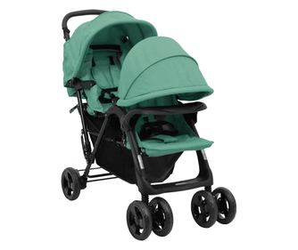 Carucior pentru gemeni in tandem, verde, otel