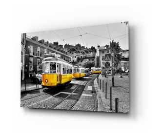 Картина от закалено стъкло, Yellow Tram (Lisbon)  110 x 70 см