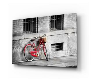 Slikanje na osiguranom staklu, Red Bicycle  110 x 70 cm