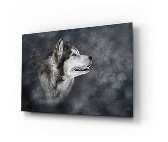 Festés rögzített üvegre, Wolf 72 x 46 cm