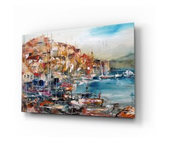 Slikanje na osiguranom staklu, Ships  72 x 46 cm