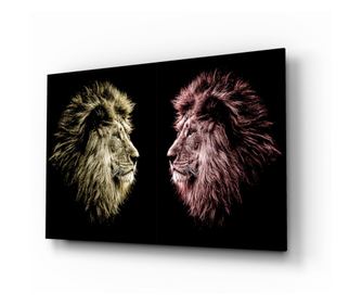 Poslikava na zaščiteno steklo, Lion  72 x 46 cm