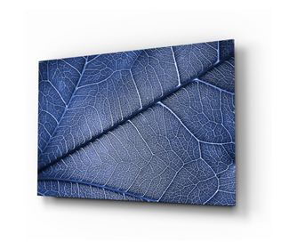 Slikanje na osiguranom staklu, Macro Blue Leaf  72 x 46 cm
