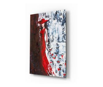 Slikanje na osiguranom staklu, Woman in Red Hat  110 x 70 cm