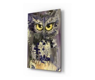 Slikanje na osiguranom staklu, Owl  110 x 70 cm