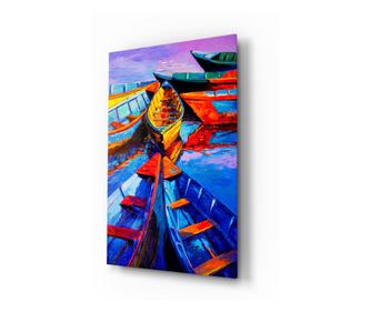 Slikanje na osiguranom staklu, Boats  72 x 46 cm