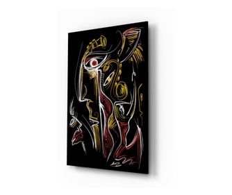Malba na zabezpečené sklo, Abstract Faces  72 x 46 cm
