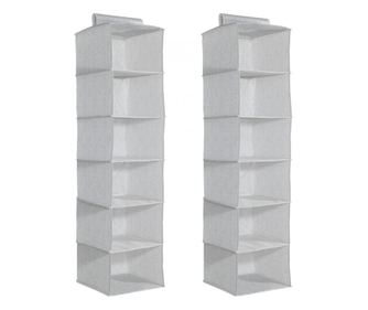 Súprava 2 závesných organizérov na oblečenie, 6 políc, 30 x 30 x 126 cm, 46267,22
