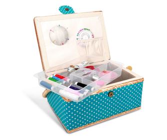 Set cutie de cusut Navaris din lemn si 36 de accesorii, 24.5 x 17.5 x 12.5 cm, 49047.03