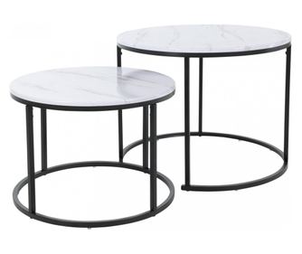 2 db asztal Home&Styling kollekció, fém/MDF, 50x35 cm, 60x45 cm, fehér/fekete
