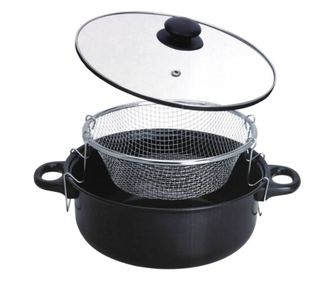 Excelent Houseware-Basic тиган за пържене, въглеродна стомана, 21x9 cm, 3,5 l, черен