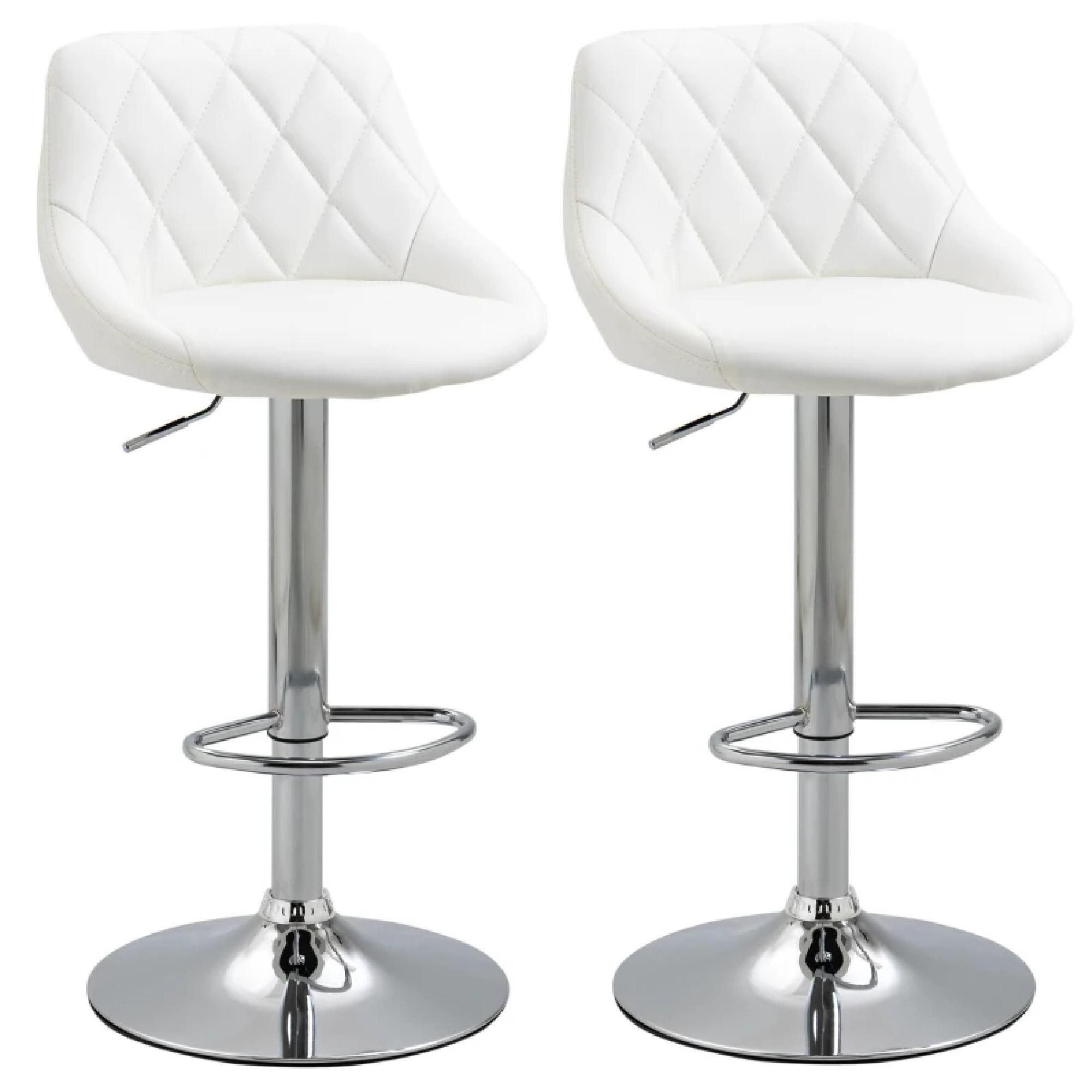 Set of 2 Swivel Bar Stools, White