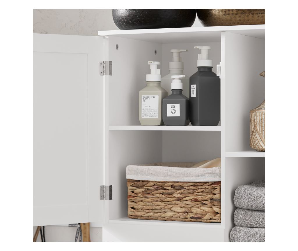 SoBuy Visoka omarica z odprto košaro za perilo Talna omarica Kopalniška omarica Bela 60x37x171cm BZR104-W - 16