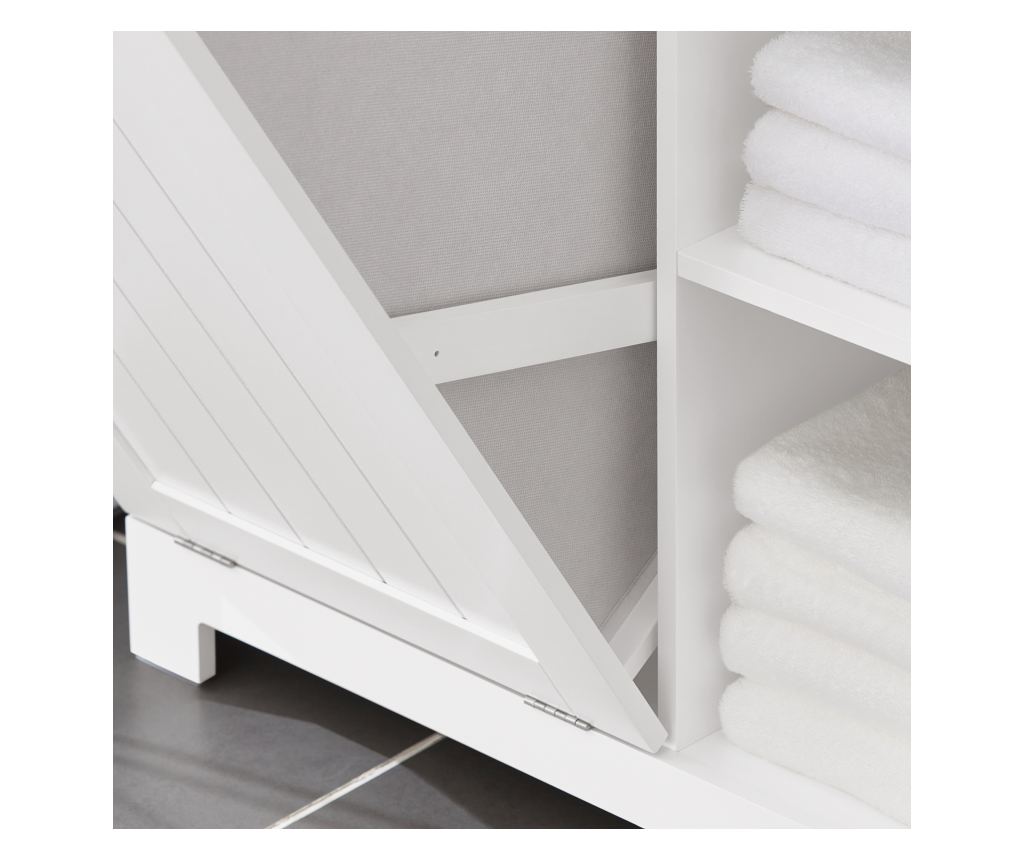 SoBuy Visoka omarica z odprto košaro za perilo Talna omarica Kopalniška omarica Bela 60x37x171cm BZR104-W - 17